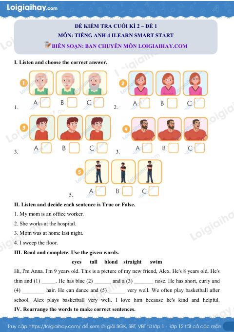 Đề thi học kì 2 Tiếng Anh 4 iLearn Smart Start - Đề số 5